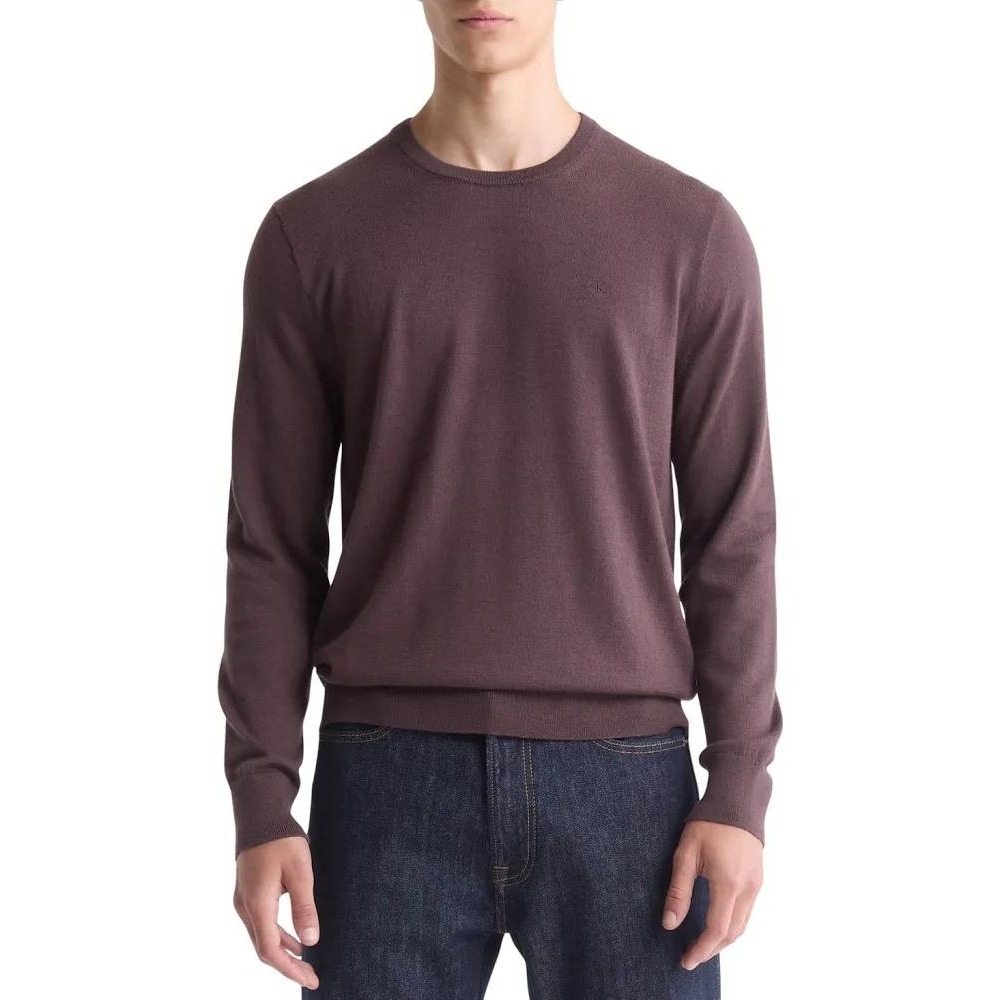 Calvin Klein Mens Extrafine Merino Wool Blend Sweater Raisin XXL 40QM313023 NEW